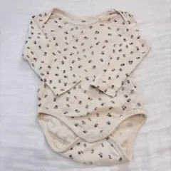 H&M ボディスーツ 80 86 90 長袖　女の子　花柄　クリーム色のサムネイル
