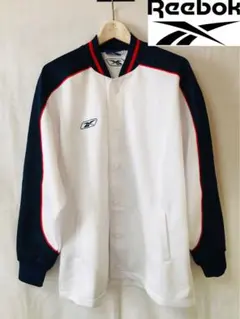 【新品】 Reebok ウォームアップジャケット Lサイズ ホワイト/ネイビーのサムネイル