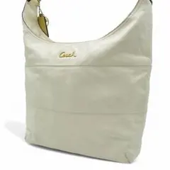 良品 COACH ショルダーバッグ レザー ホワイト 肩掛け F17116