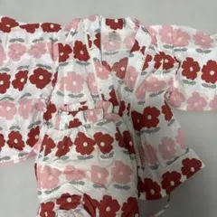 赤い花柄 ベビー甚平 サイズ80