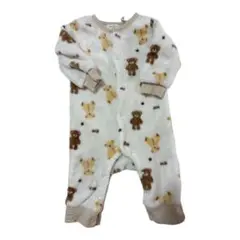 クマ柄ロンパース フリース素材 ベビーパジャマ