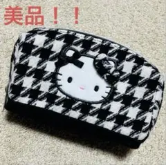 ハローキティ スクエアポーチ 千鳥格子 美品 ブラック