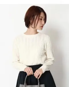 アースミュージック 白 ケーブル ニット セーター アイボリー M 即日発送