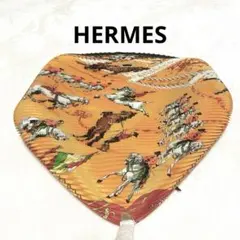 ❤️新品 미사용 HERMES エルメス プリーツスカーフ 馬術柄 ヴィンテージ