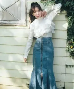 デニム フレアロングスカート