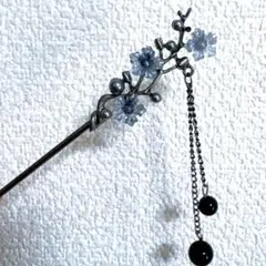 ★ アンティークシルバー かんざし ★ 　簪　髪飾り　薄パープル　新品