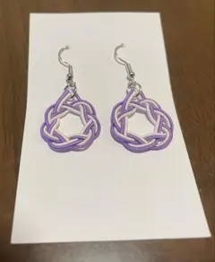 水引ピアス紫系パープル白系七方結び ハンドメイドアクセサリーポケットティッシュ付