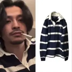 ラルフローレン　太ボーダー 　ラガーシャツ　常田大希　ポロシャツ　ポニー刺繍　L 2025年最新】常田 ラガーシャツの人気アイテム - メルカリ