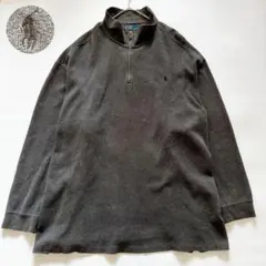 希少サイズ✨️ラルフローレン　5XL　ハーフジップニット　ポニー刺繍　グレー