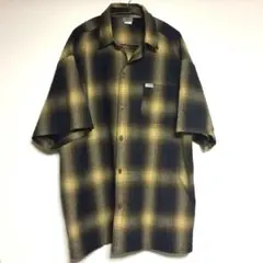 CalTopオンブレ チェック柄 半袖シャツ 黒 2XLサイズ USA