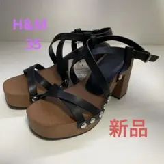 H&M スタッズ付きクロスストラップサンダル