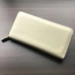【本日発送！】シボ加工 長財布　本革 オフホワイト