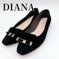 DIANA ダイアナ スエード パンプス 黒 金具 ローヒール