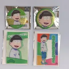 おそ松さん　アクリルカード　金屏風柄缶バッジ　4期　チョロ松セット
