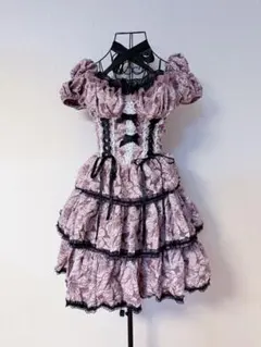 ゴスロリ・ロリータドレス ピンク フリル