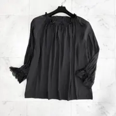 STRAWBERRY-FIELDS ブラウス　7分袖 黒　ブラック