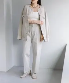 【新品未使用】ライトグレー ストレートデニム ハイウエスト