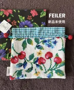 新品未使用✨FEILER フェイラー ポーチ✨チェリー柄 × ギンガムチェック