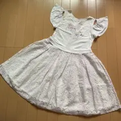 メゾピアノ　ワンピース　ホワイト　ストライプ　150