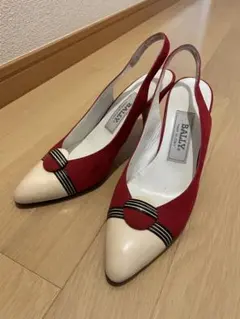 BALLY 赤 アイボリー スリングバックヒール