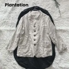 Plantation リネン コットン ノーカラージャケット アイボリー Mのサムネイル