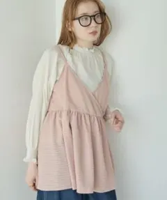 Crisp カシュクールキャミチュニック ピンク