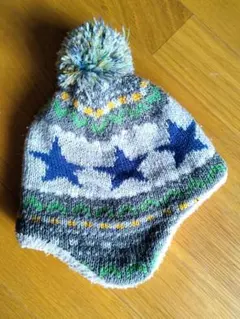 キッズ ニット帽 ポンポン付き 48-50cm