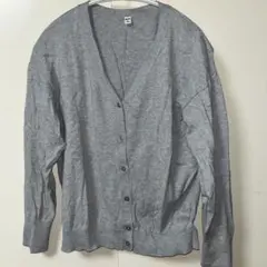 ユニクロ UVカットスーピマコットンVネックカーディガン グレー ＸＬサイズ