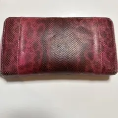 蛇革　長財布　ピンク　日本製　お値下げ可