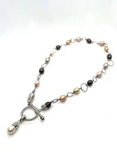 【高品質】本真珠マルチカラーパールシルバー925製ネックレス・ペンダント