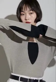 bonjour sagan Vネック 長袖ニット