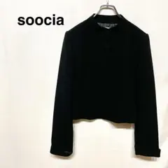 soocia フォーマル レディース礼服 長袖 ブラック内 ボタン 丸首