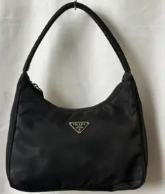 PRADAナイロンミニハンドバッグ ハンドポーチ 三角ロゴプレート 黒