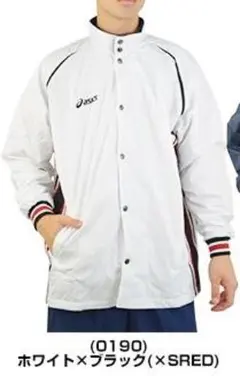 【新品タグ付き】アシックス★裏起毛ハーフコート★7,590円の品【白黒L】