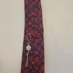 イタリア製 100%シルク ネクタイ 赤黒チェック