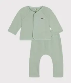 新品　タグ付き　Petit Bateau ミントグリーン 上下セット　6m