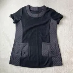 キルティング　チュニック　体型カバー 黒 グレー Ｍ〜Ｌ 半袖　大人かわいい