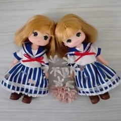 ミキちゃんマキちゃん 青×白 セーラー服 マリンコーデワンピース2点セット