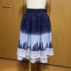 夜空と城のプリント フレアスカートaxes femme 城柄 Mサイズのサムネイル