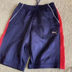 PUMA ネイビー/レッド ストライプ ハーフパンツ