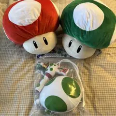 スーパーマリオ スーパーキノコ/1UPキノコぬいぐるみセット&ヨッシーの水鉄砲
