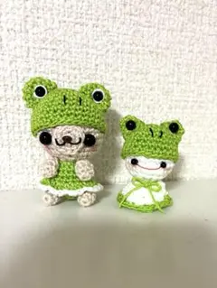くま　てるてる坊主　　かえる帽子　あみぐるみのサムネイル