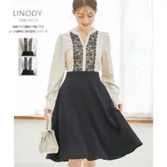 トッコクローゼット★　ワンピース　レース装飾　配色　バイカラー　お嬢様ライク　M