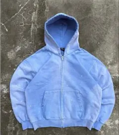 Supreme ジップアップパーカー ライトブルー 総柄 - メルカリ
