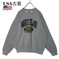 00s USA古着 スウェット トレーナー グレー L カレッジ風ロゴ