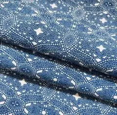 《2B56》小紋 着物 青 袷 正絹 小さいサイズ 身丈148㎝ モダン柄