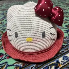 ★ハローキティ 麦わら帽子 リボン　ベビー　キッズ　サンリオ　50センチ　★のサムネイル