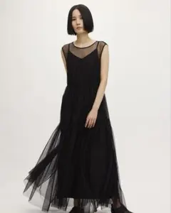 アメリヴィンテージ　BLACK TULLE WAVE TIERED DRESSのサムネイル