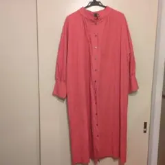 GRAPEFRUIT MOON コーラルピンク 長袖シャツワンピース