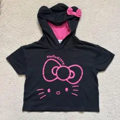 Hello Kitty キティちゃん 半袖 パーカー 110サイズ 黒/ピンク